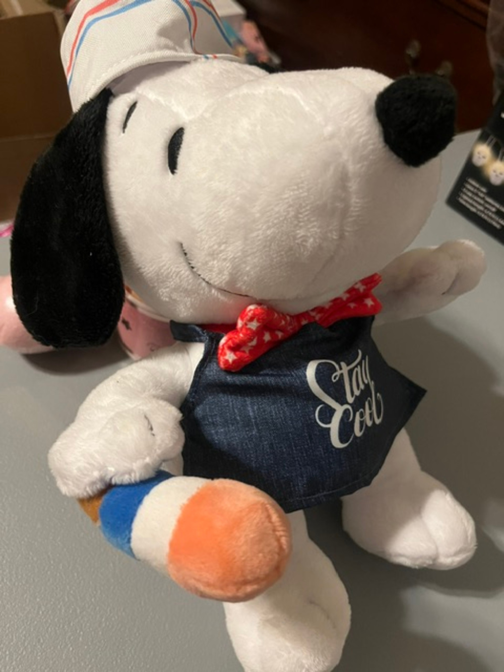 Peanuts Plush Snoopy Chef Outfit Red Bow Tie Hat